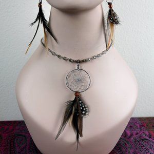 Boho Dream Catcher Necklace and Earrings Set